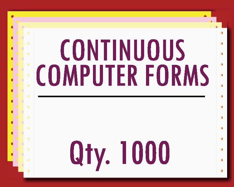 Continuous Carbonless Form 9.5" x 11" 1 Part 1000 Qty