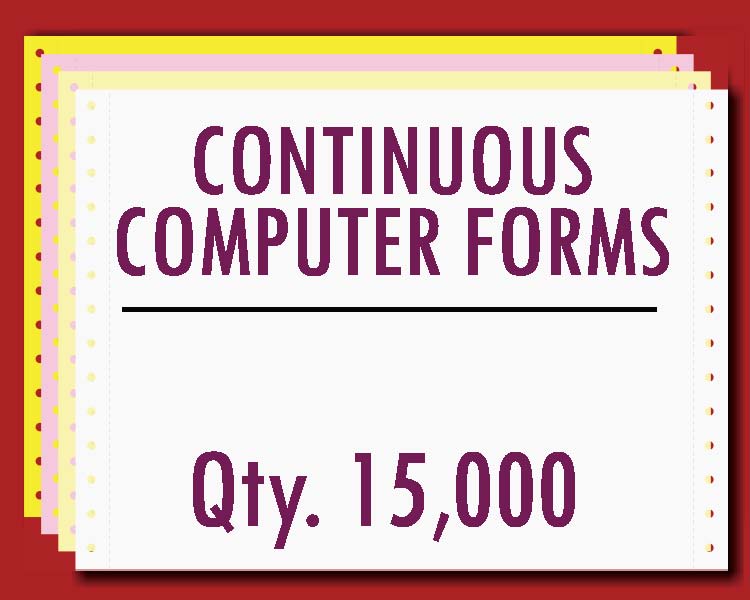 Continuous Carbonless Form 9.5" x 11" 2 Part 15,000 Qty