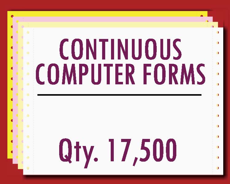 Continuous Carbonless Form 9.5" x 11" 1 Part 17,500 Qty