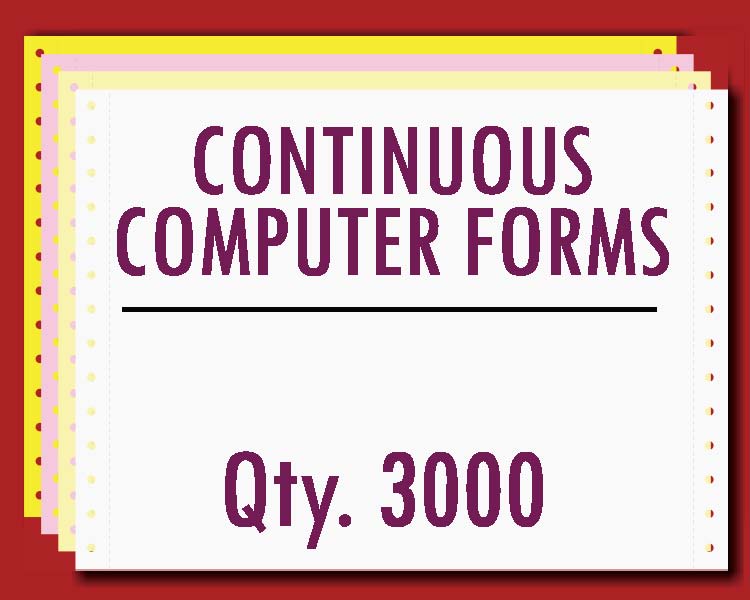 Continuous Carbonless Form 9.5" X 7" 3 Part 3000 Qty - BLANK