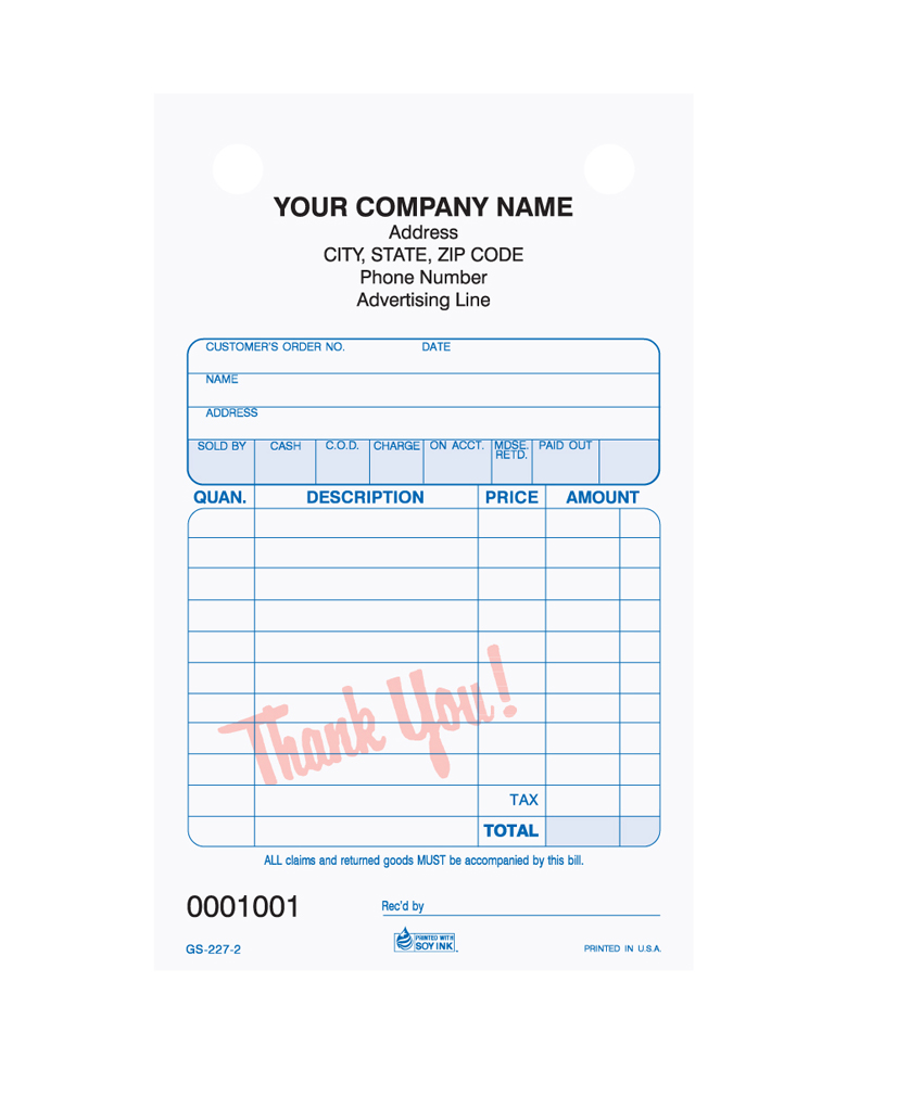 General Sales - Register Form - GS-227 2 & 3 Part 4 x 6.5 - Red