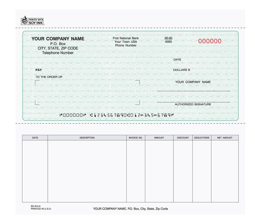 Accounts Payable Check - 8.5" x 7" - 3-Part - Green - CARBON