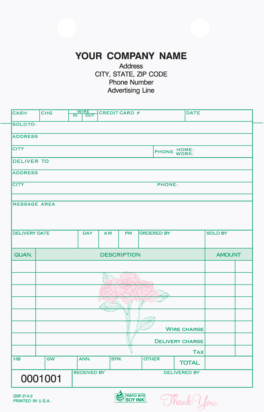 Florist Sales - Register Form - 5.5" x 8.5" - 2 & 3 Part