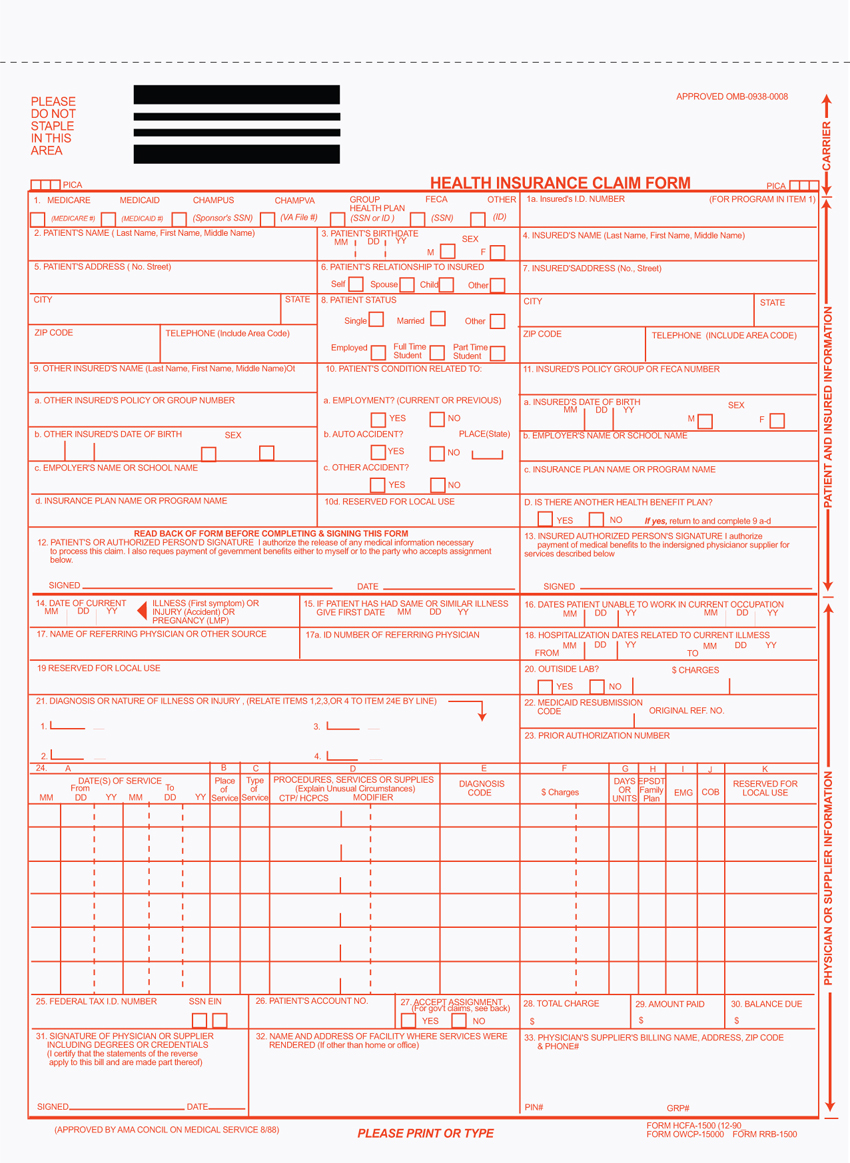 Claim Form - 8.5" x 11" - 1 PART - LASER - Imprinted