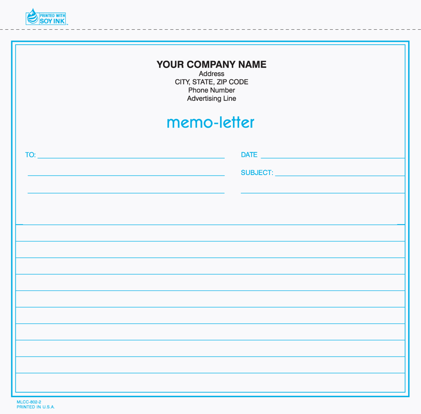 "Memo Letter - Unit Set - MLCC-802 - 8.5"x7.75" - 2 Part"