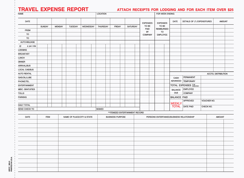 Travel Expense Report - Unit Set - 11 x 8.5- 2 Part